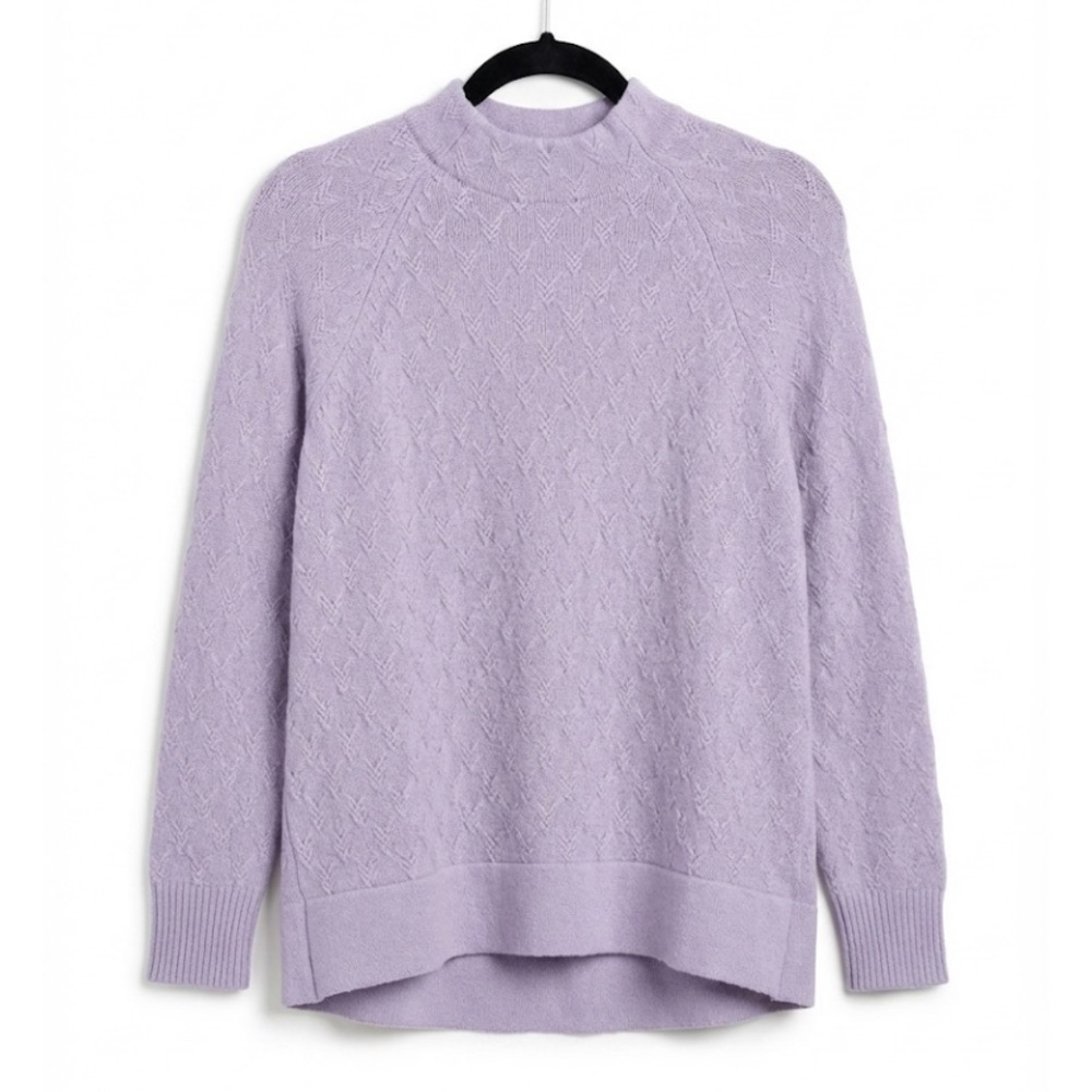 Evolution by Cyrus Purple Mock Neck Textured Knit Sweater Medium Rayon Blend